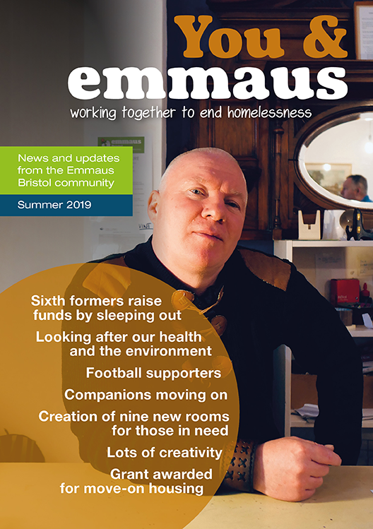cover of Emmaus Bristol newsletter 2019 featuring photography by Colin Moody