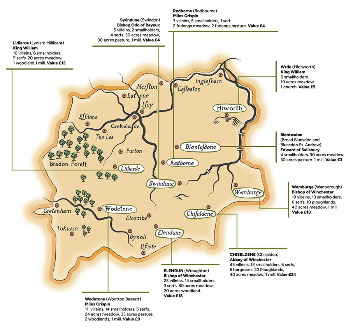 vector drawn map for Swindon Museum and Art based on John Speed's map of 1611