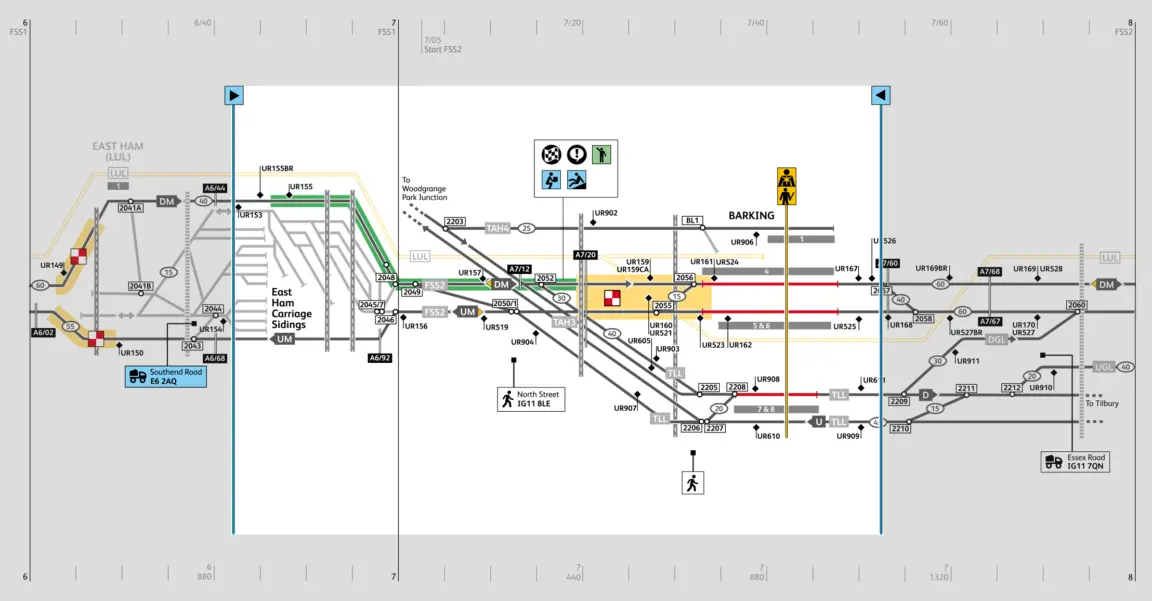 Example showing how the work area was clearly shown and the hazards within it on a map designed by modern cartographer, Kate Parsons