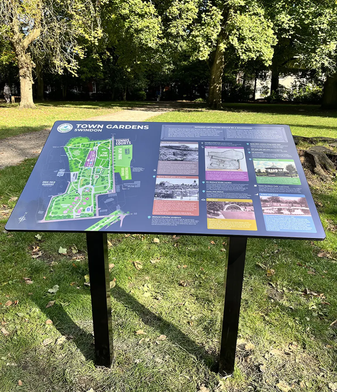 photo of history interpretation panel in Town gardens, old Town swindon