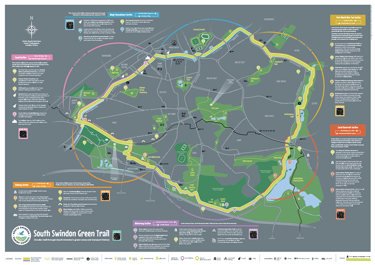 South Swindon Parish Council map, Green Trail